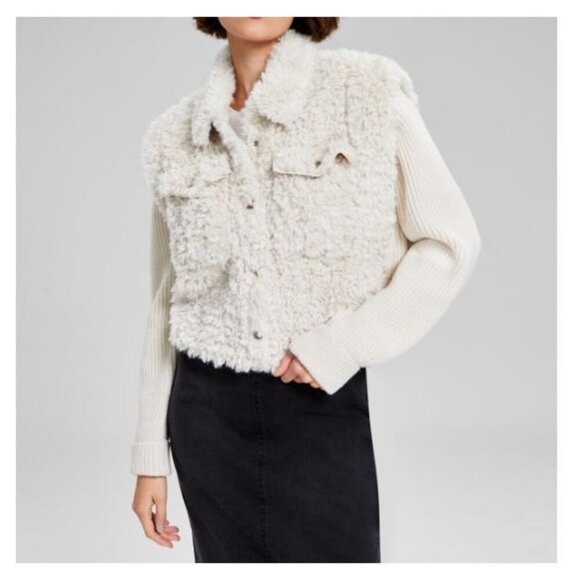 And Now This Women's Mixed-Media Long-Sleeve Jacket XS Palomino - Picture 1 of 13